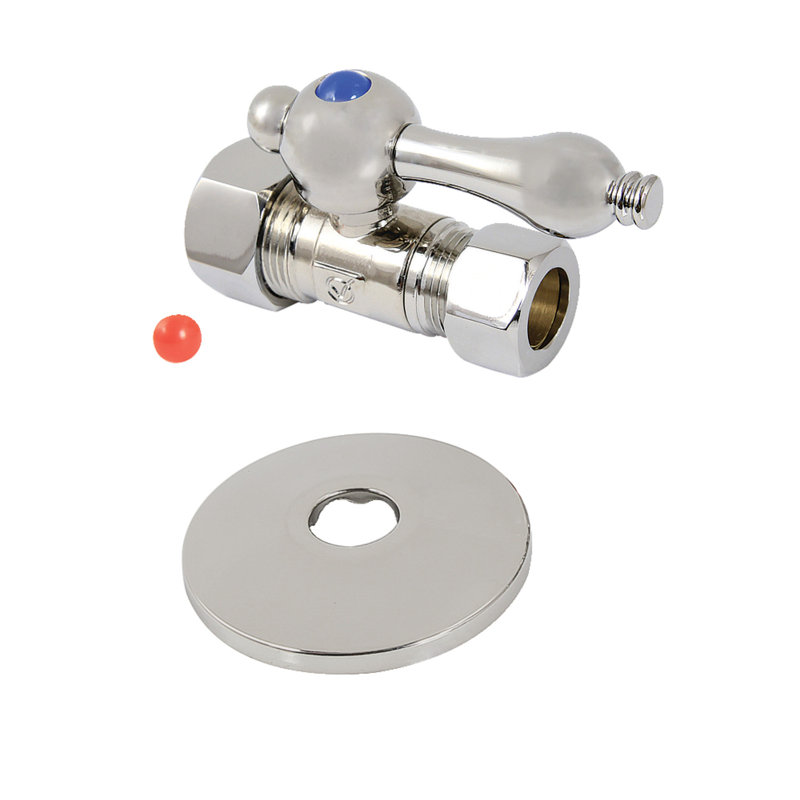 Valve d’arrêt rectiligne comp, Nickel poli