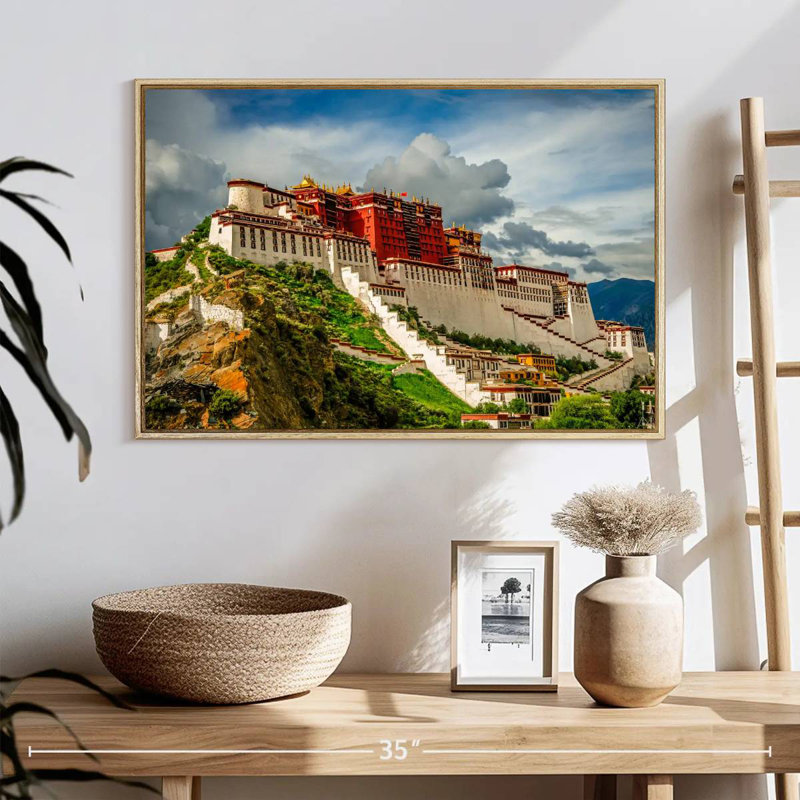 Palais du Pocala, Tibet, 25 po x 17 po, Cadre flottant en bois naturel
