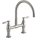 Parq Two-Hole Deck-Mount Kitchen Sink Faucet with 9" Gooseneck Spout and Tri Handles