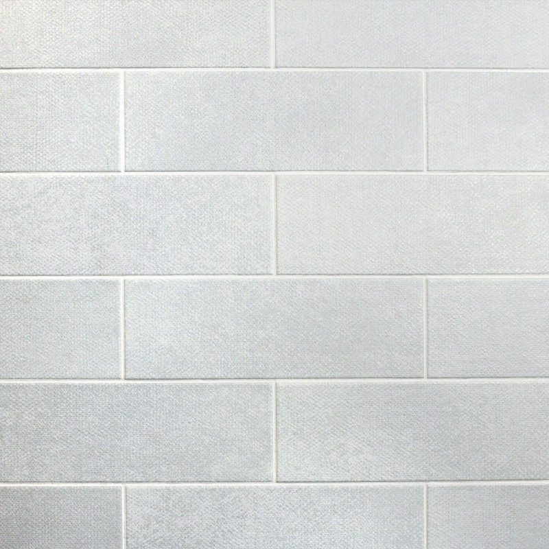 Carreau de style métro en céramique d'apparence tissu 4 po x 12 po Piston, Blanc