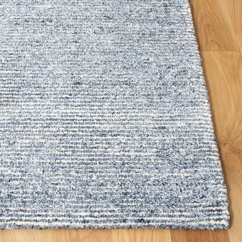 Haddan Hand Tufted Viscose/Wool Rug in Blue, Square 8'