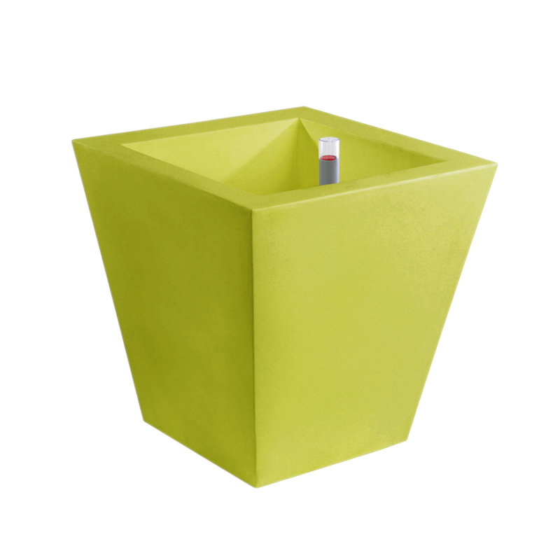 Cono Cuadrado - High Square Resin Cone Pot Planter - Self Watering, 11.75" H x 11.75" W x 11.75" D, Black