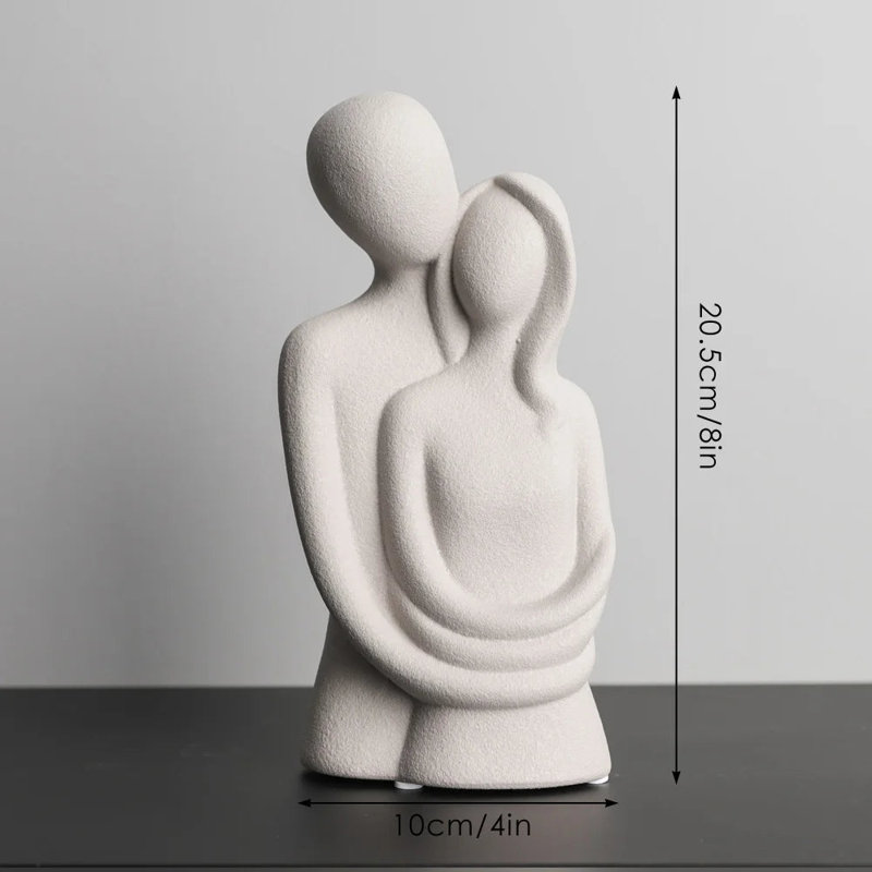 Modern Ceramic Hugging Couple Sculpture