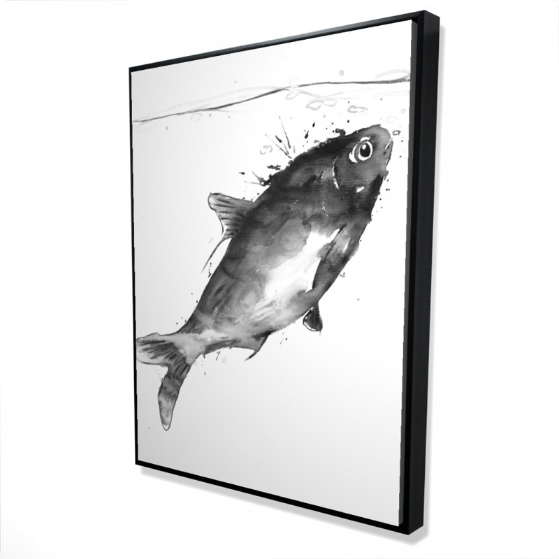 Happy Swimming Fish Print On Canvas