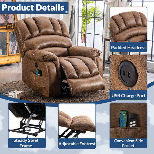 Power Recliner Chair, Adjustable Home Theater Single Electric Recliner Sofa  Furniture with USB Charge Port, Thick Seat Cushion and Backrest Modern
