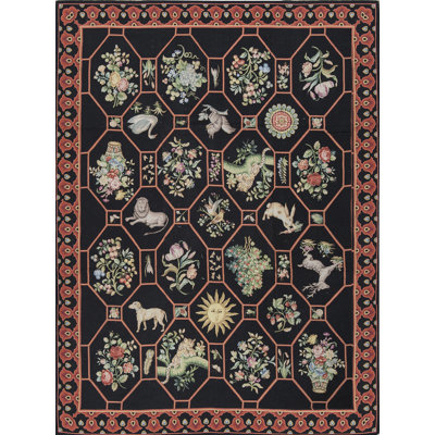 Tapis noir de haute qualité noué à la main