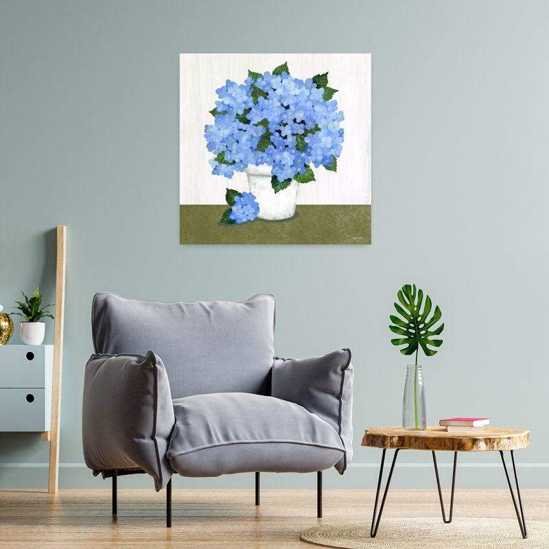Hortensias bleus, hydrangées contemporaines, fleurs printanières, H 24 po x l 24 po