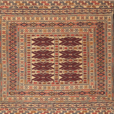 Tapis traditionnel brun / beige / rouge