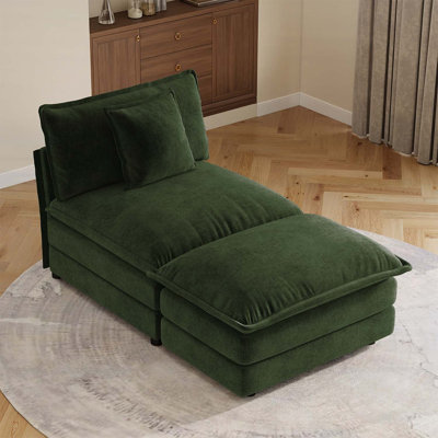 Sectional Sofas Green Armless 1-Seat & Ottoman, Premium Comfort and Flexible Modular Design