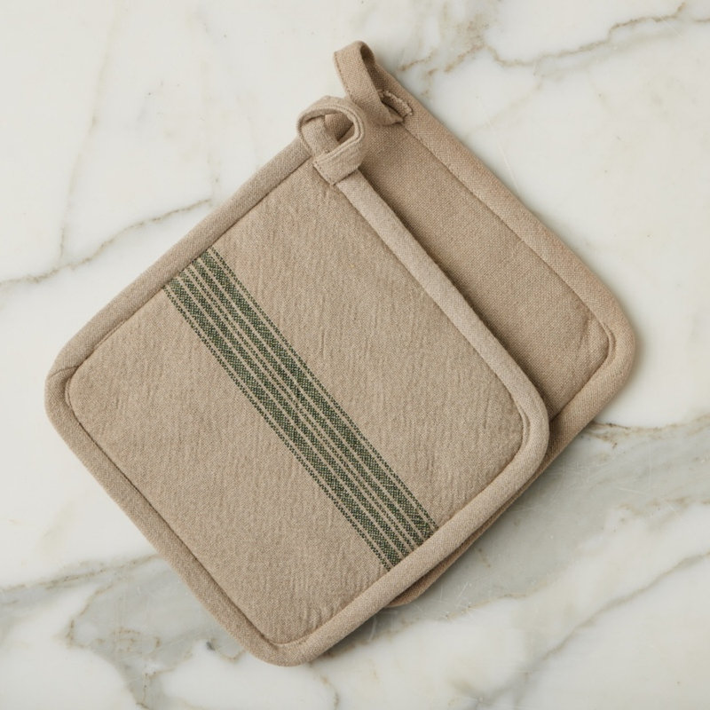 Pot Holder, Vintage Stripe, Spruce Green