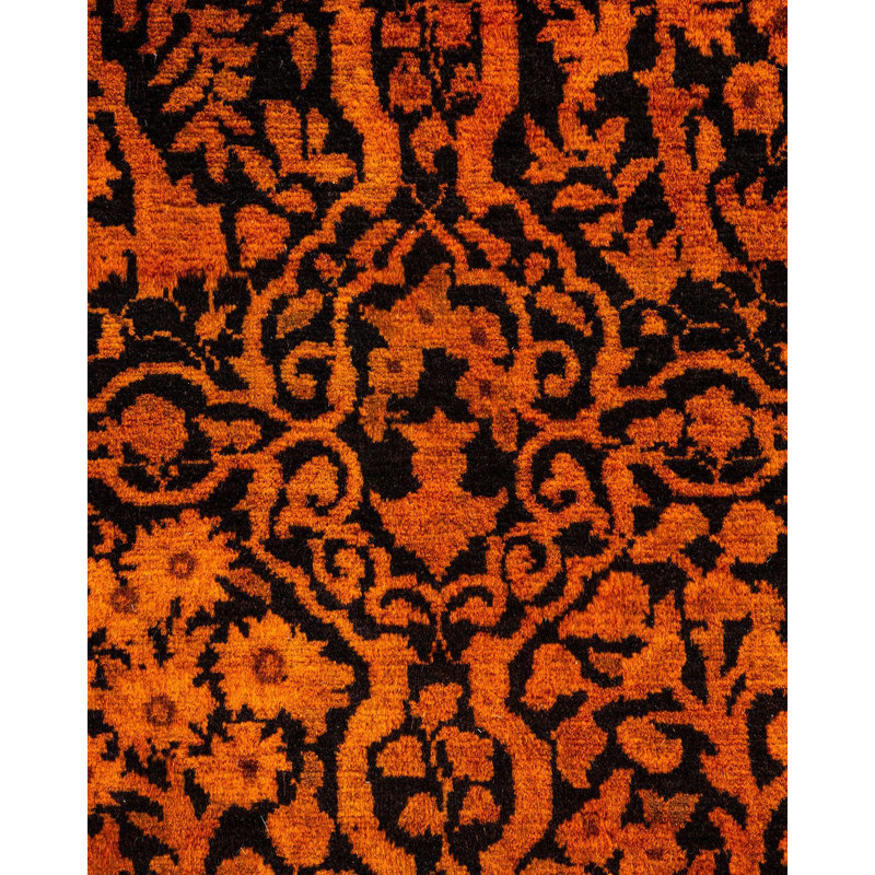 Tapis orange noué à la main de conception unique Holsworth