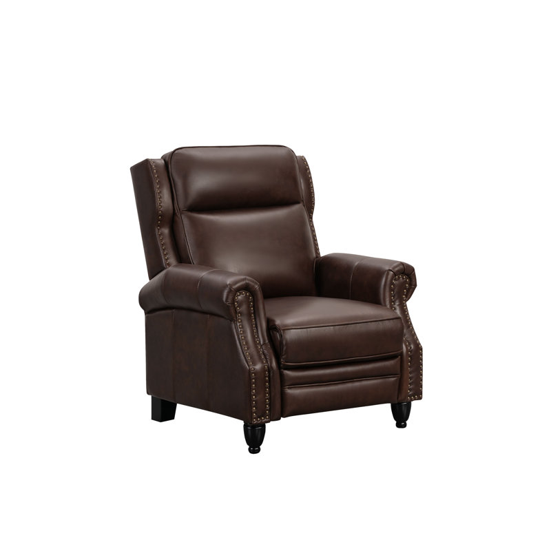 Arrin Recliner, Dark Brown Genuine Leather