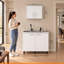 Ensemble d'armoires de cuisine en bois manufacturé moderne Alabama avec base d'évier et armoire murale, blanc-137605714