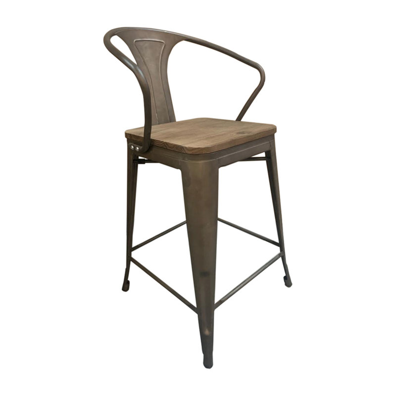 Tabouret avec accoudoir en bois de noyer