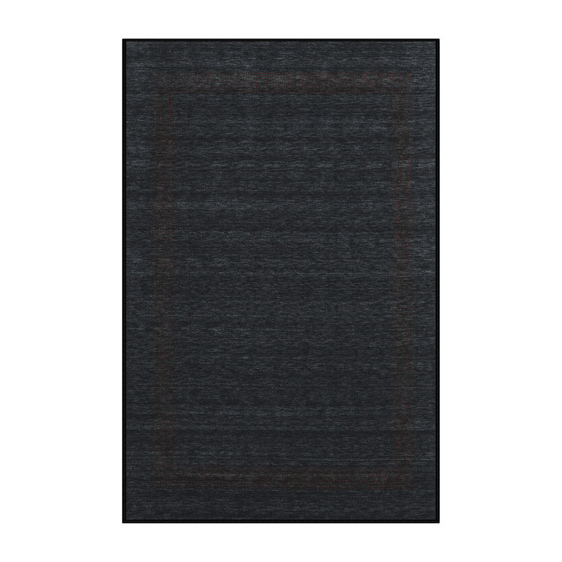 Tapis de zone noire contemporaine, Rectangle 5 pi x 7 pi