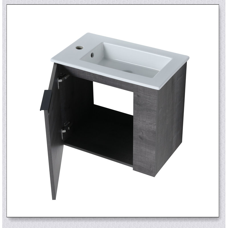 Meuble-lavabo de salle de bain avec lavabo 22 po pour petite salle de bain, meuble-lavabo flottant avec porte à fermeture en douceur