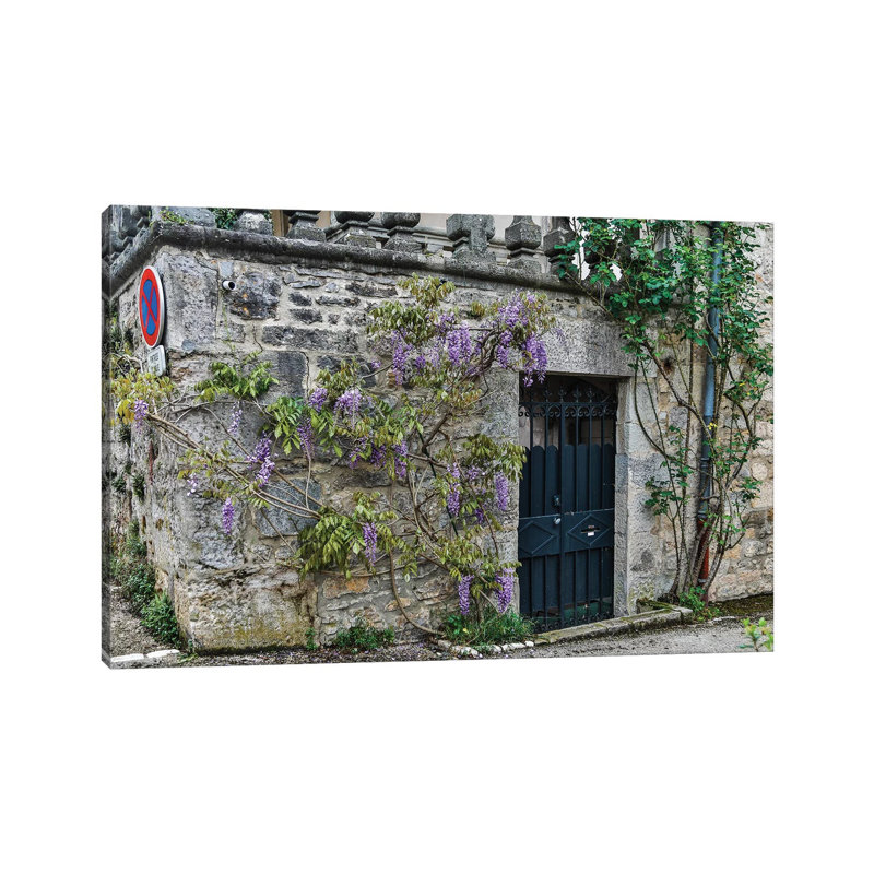 Wisteria Covered Stone Wall And Doorway, Cajarc, France by Hollice Looney - Wrapped Canvas Print, 20.32 cm H x 30.48 cm W