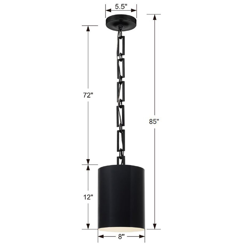 Amea 1 - Light Cylinder Drum Pendant, Black