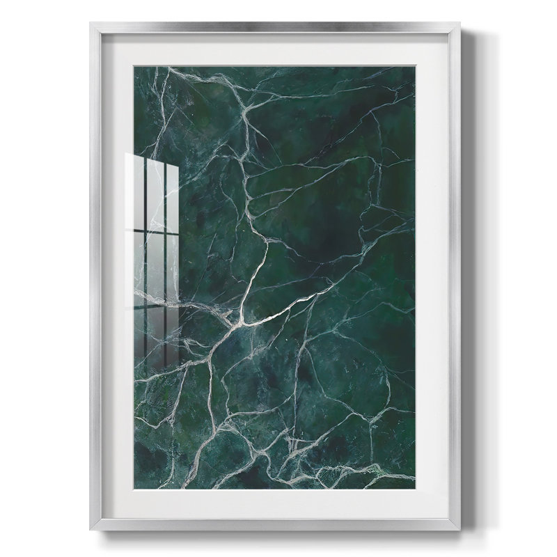 Jade Marble II -Framed Print, Silver