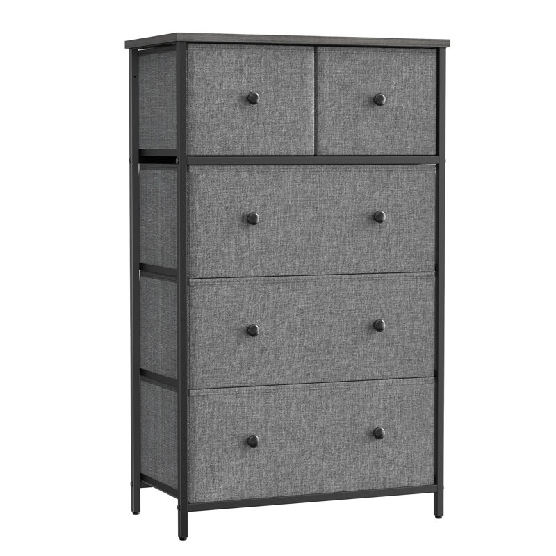 Adeoye 5 - Drawer Chest of Drawers, Grey/Black