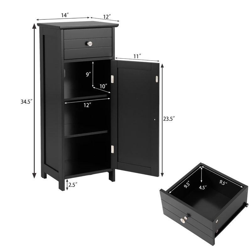 Armoire à linge Poyner l 12,5 po x H 34,5 po x P 11 po, Noir