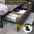 Upholstered Bed Frame with 4 Drawers, Bed with Storage Headboard, Charging Station and LED Lights-1420394802