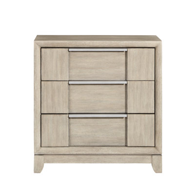 Modern Style Gray 3 - Drawers Nightstand For Bedroom, Charging Port, Finished Hardware, Bearing Glides, Ash Veneer, 28" X 17.5" 29"h Bedroom Nightstand, Tone Edge Pulls,