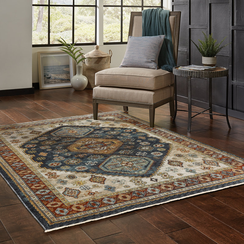 Tapis oriental bleu / brun Hovis, Rectangle 3 pi 3 po x 5 pi