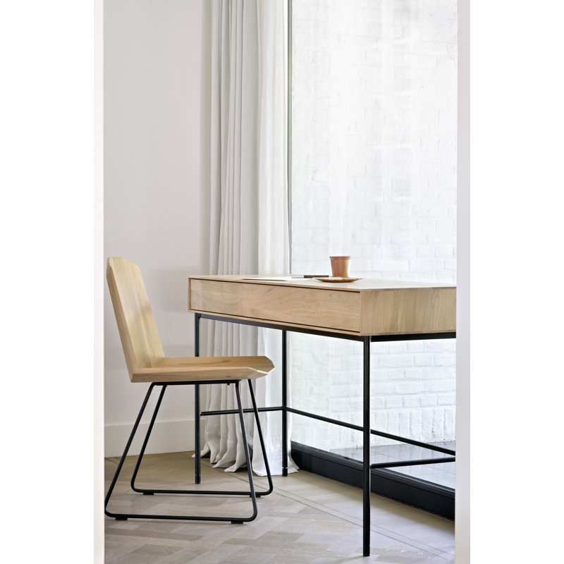 Facette Solid Wood Writing Desk, Natural Oak