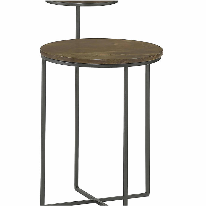 Natural and Gunmetal 2-Tier Accent Table