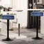 Tabouret à hauteur réglable en lin bleu de 2 - 360 pivotant et rangement caché pour le bar du bureau à domicile