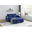 Canapé-lit convertible moderne de 55 po avec 2 poches pour accoudoirs amovibles, canapé-lit en velours avec lit escamotable, 2 coussins et dossier ajustables pour le salon, accoudoirs à motif quadrillé-1273060564