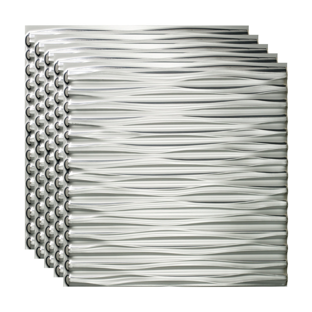 23'' L x 23'' W Textured Vinyl Glue Up Ceiling Tile (Set of 5) Fasade