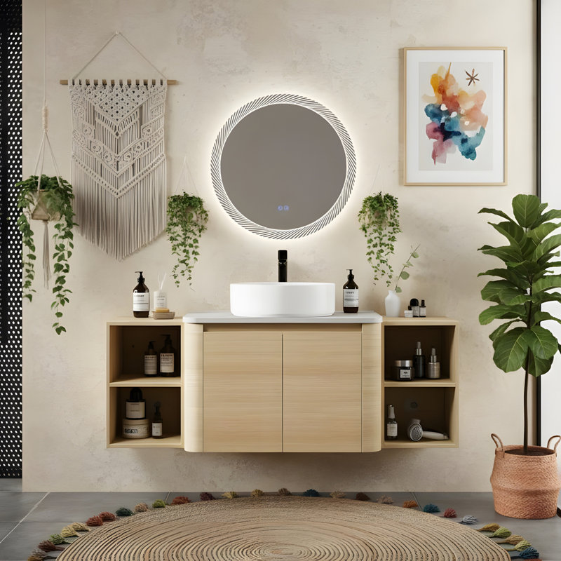 Wall-mounted vanity and storage shelf combination