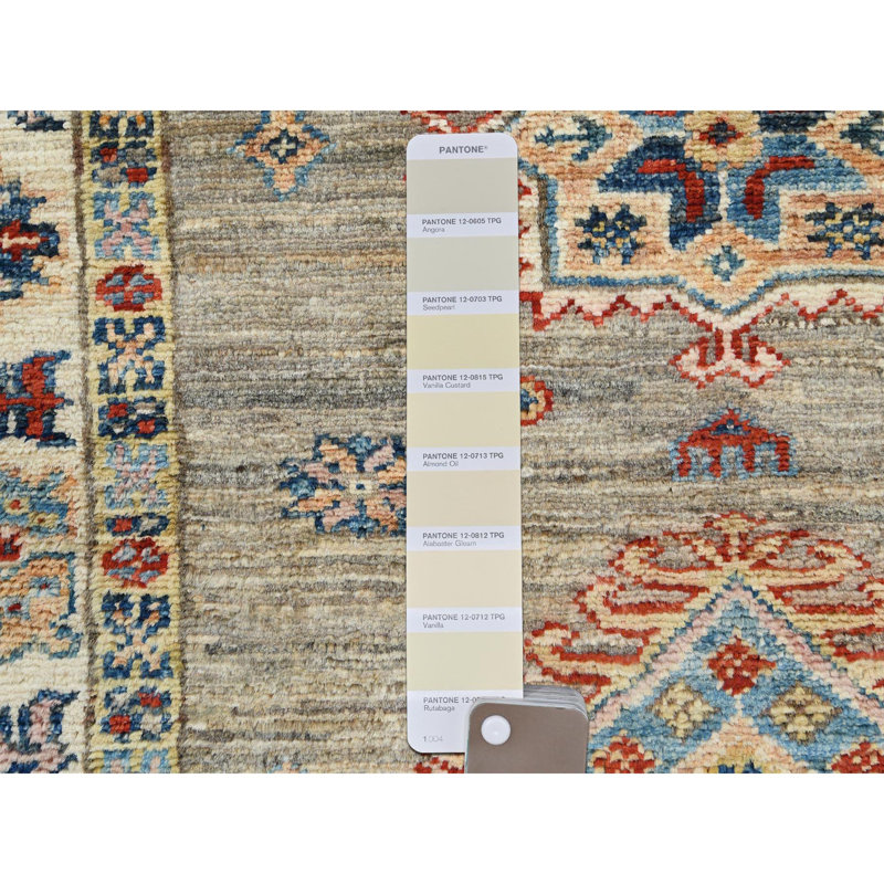 Tapis de couloir afghan super Kazak en laine de couleur écru 2 pi 10 po x 8 pi 3 po 5600738FF3D349B7BF625DEB534D7592