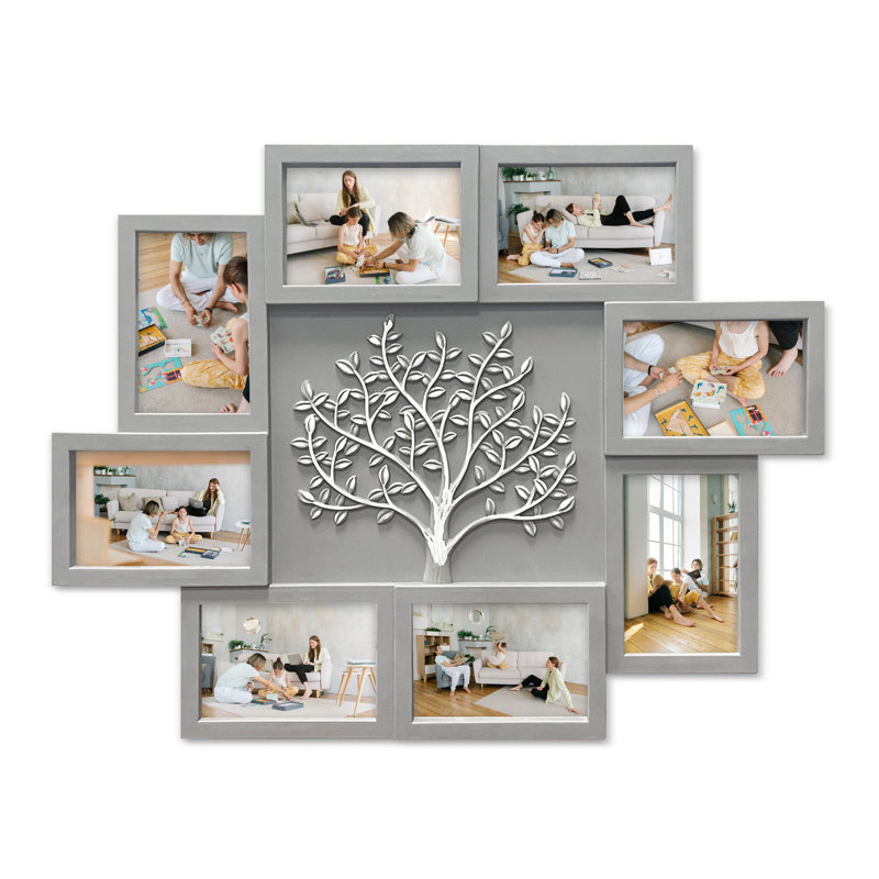 Wassay 8 Opening Embossed Collage Picture Frame, Gray