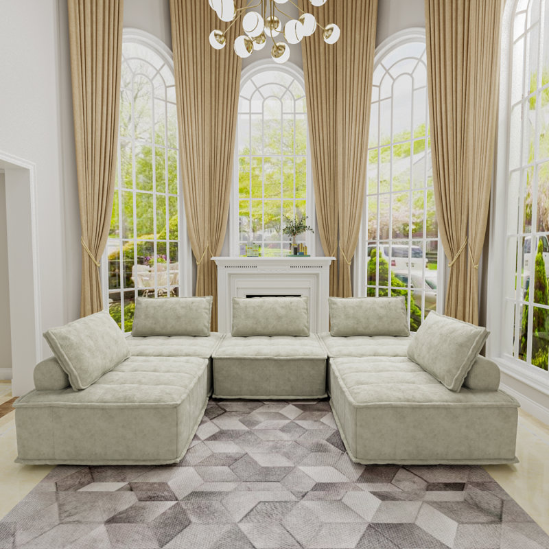 Canapé modulaire en chenille en L Caylynn