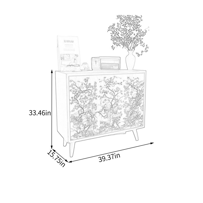 Walnut Top Decorative Cabinet with Storage