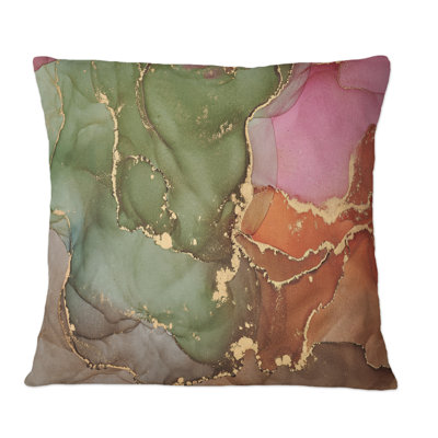 Mauve et vert liquide - Coussin décoratif imprimé moderne