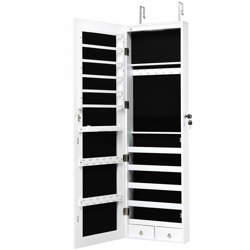 Armoire à bijoux avec miroir Conall, Blanc