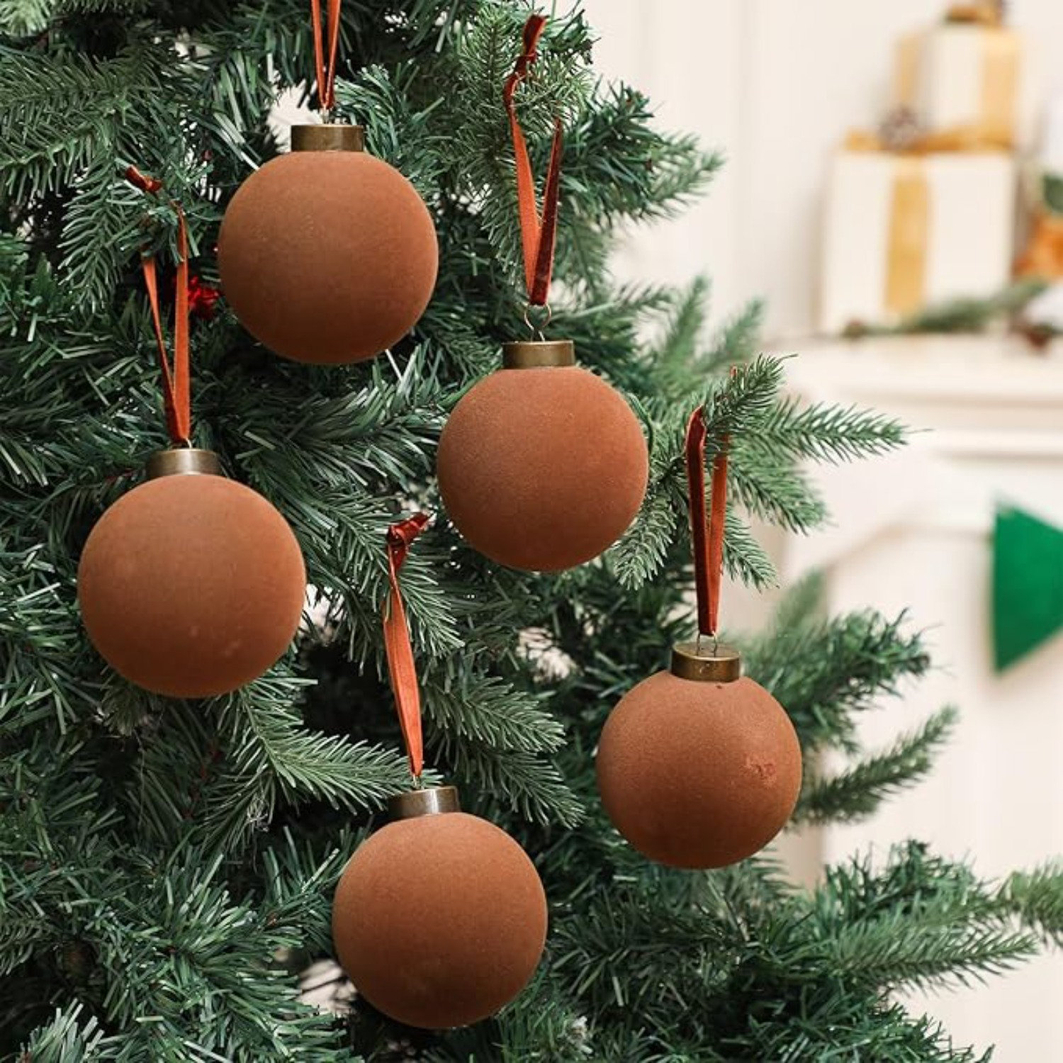 3" Velvet Bauble, Brown