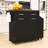 Rolling Kitchen Island Cart with Drop Leaf, Trash Cabinet, 2 Drawers and Removable Side Rack-434043931