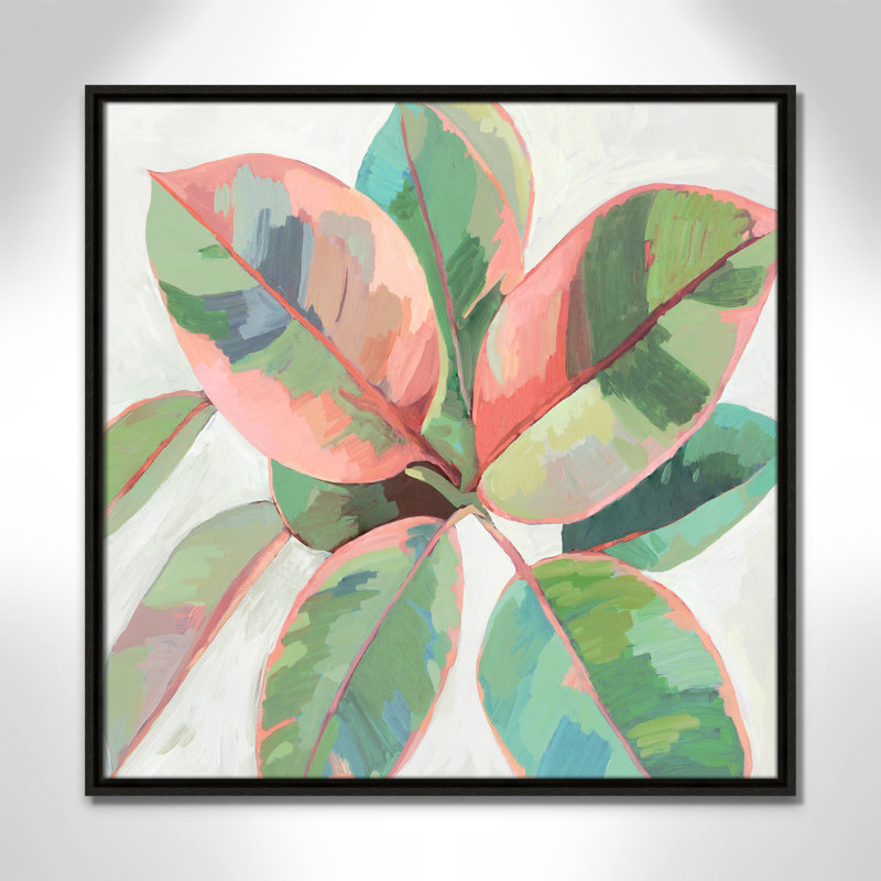 «Pink Ficus II», reproduction d'art, H 25,5 po x l 25,5 po x P 2 po, Toile avec cadre espresso
