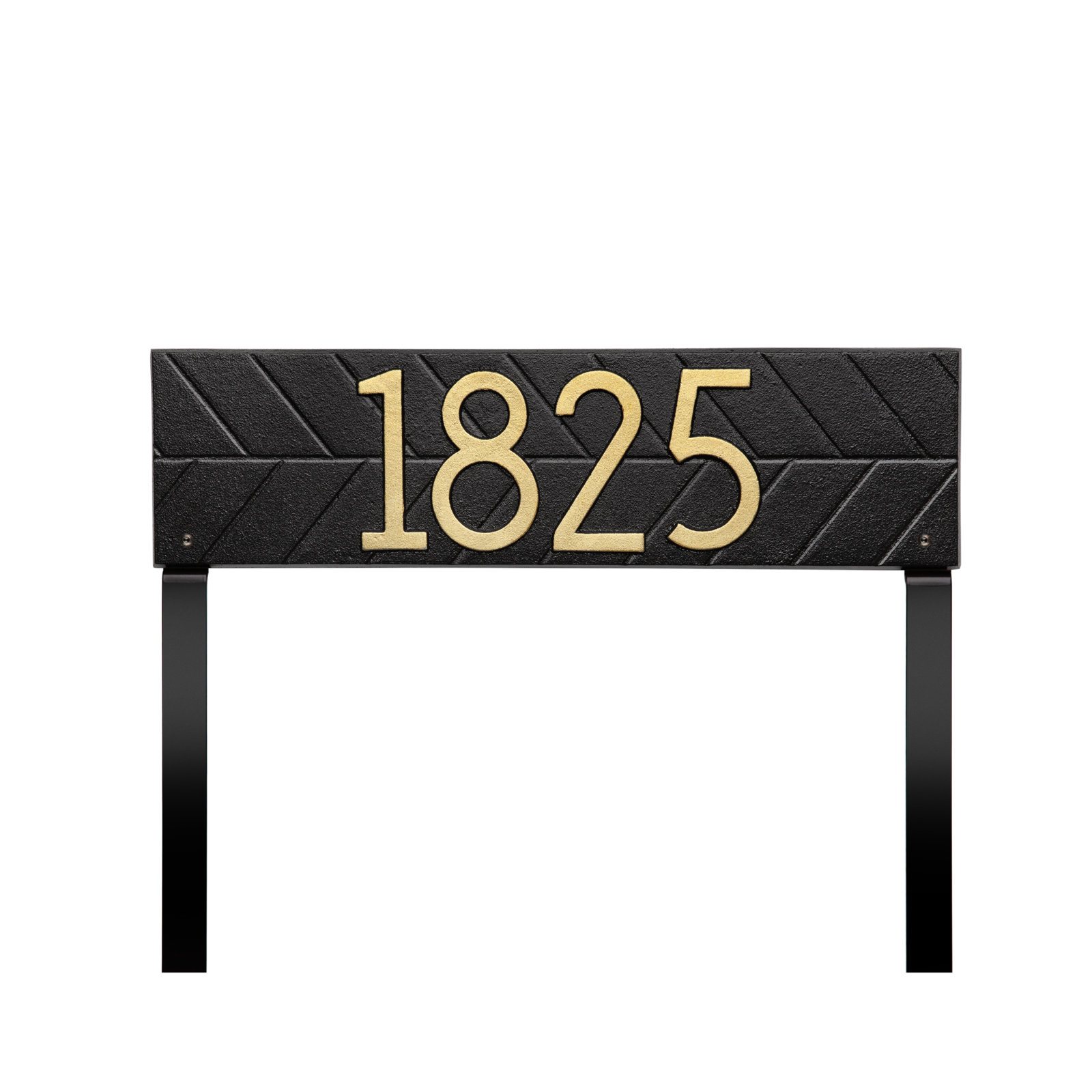 Mid-century Modern Herringbone Lawn, Black/Gold, Yes