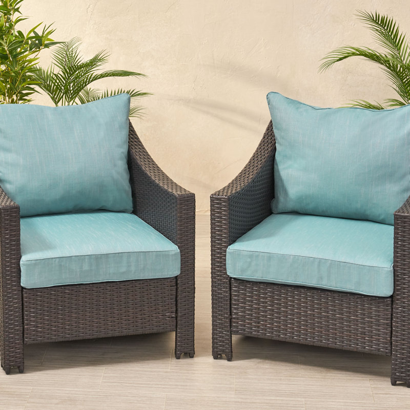 Stella Outdoor 1'' Lounge Chair Seat / Back Cushion, Teal