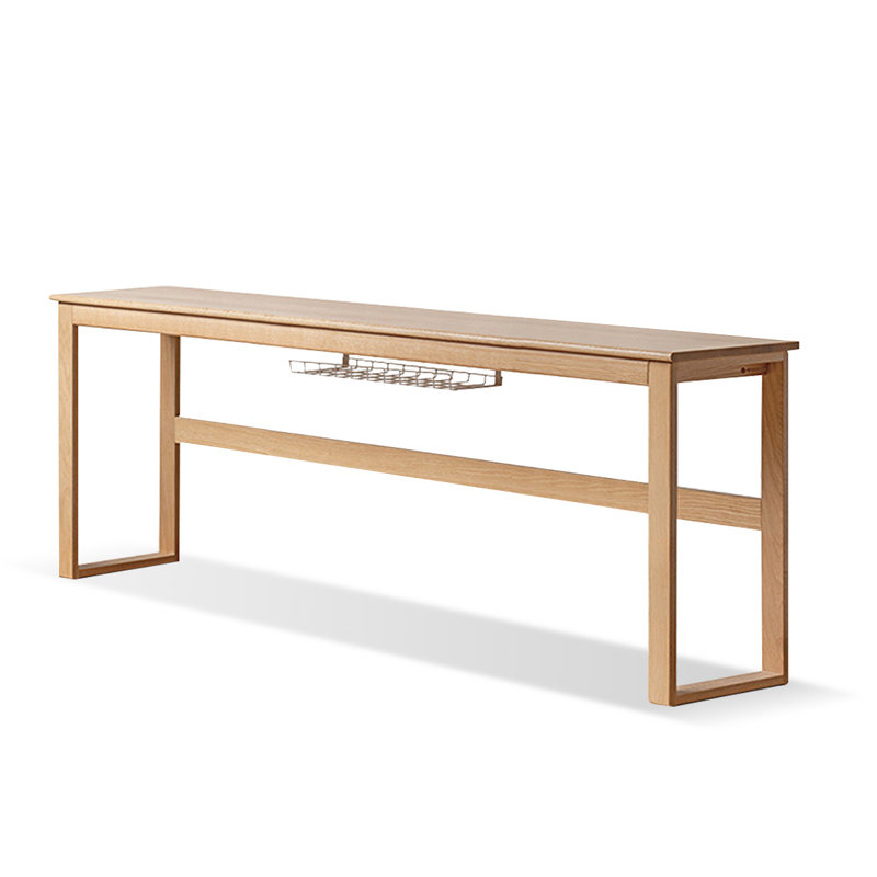 Burlywood Rectangular Solid Wood + Metal desk, 29.53" H x 78.74" W x 23.62" D
