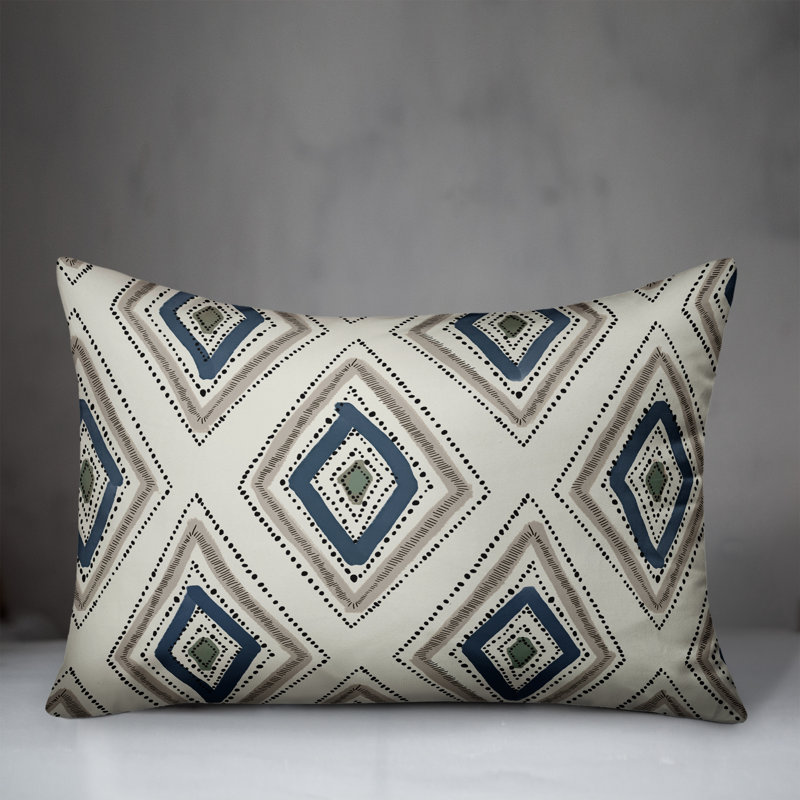 Abstract Outdoor Reversible Throw Pillow, Blue/Gray