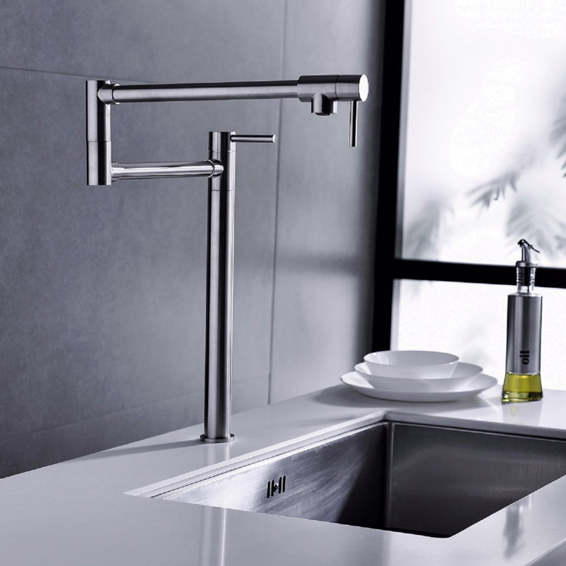 Pot Filler Faucet With Extension Shank, Brushed Nickel