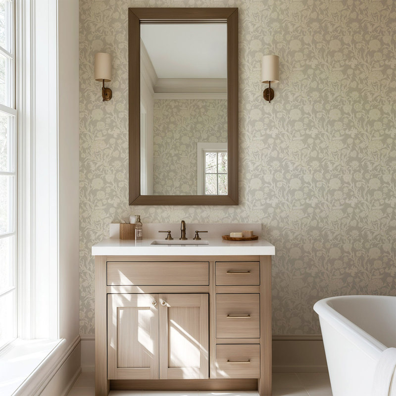 Blooming Thicket - Wallpaper, Linen, Faux Grasscloth, Non-Pasted