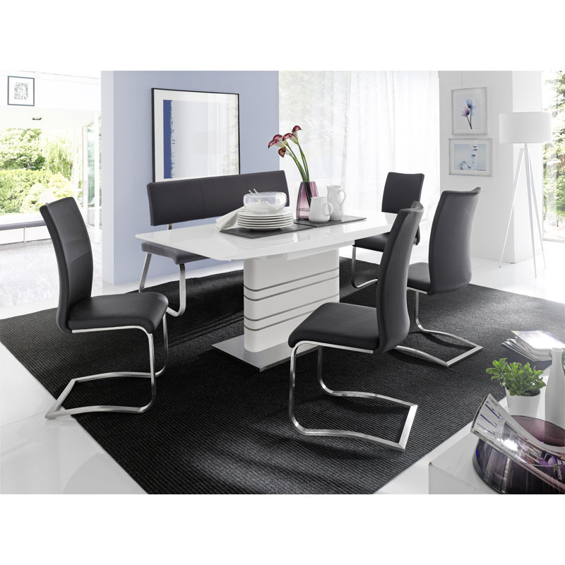 Alday Upholstered Bench, 86cm H x 155cm W x 59cm D, Black